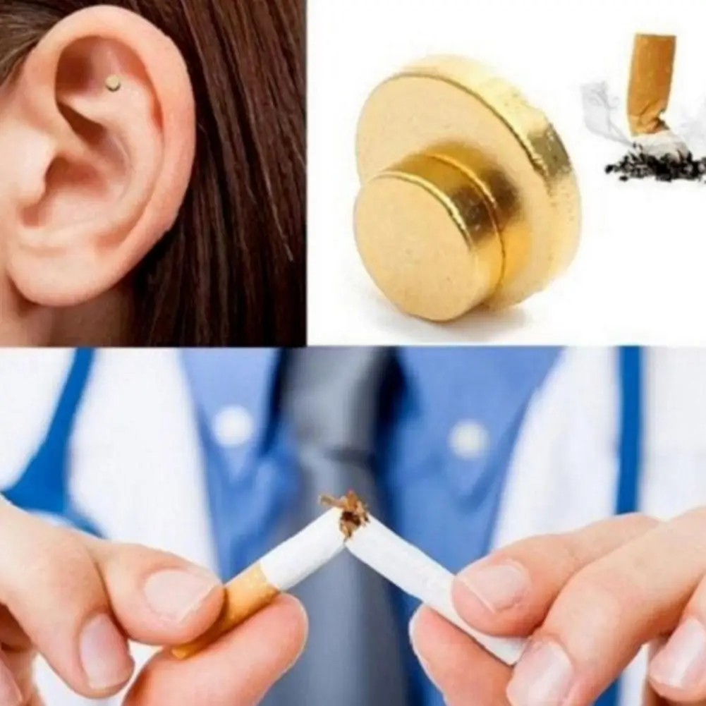 2 Pcs Stop Smoking Magnets Stimulate External Ear Healthy Material Nontoxic Eliminate Quit Smoking Acupressure Patch