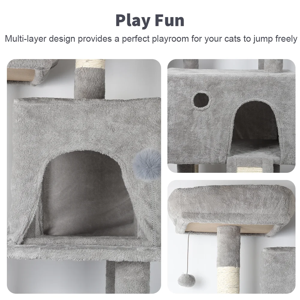 48x48x162 سنتيمتر أشجار القط القط تسلق الإطار القط برج أرجوحة مبطن Perches و Condos القط القفز لعبة مع سلم أشجار القط #4
