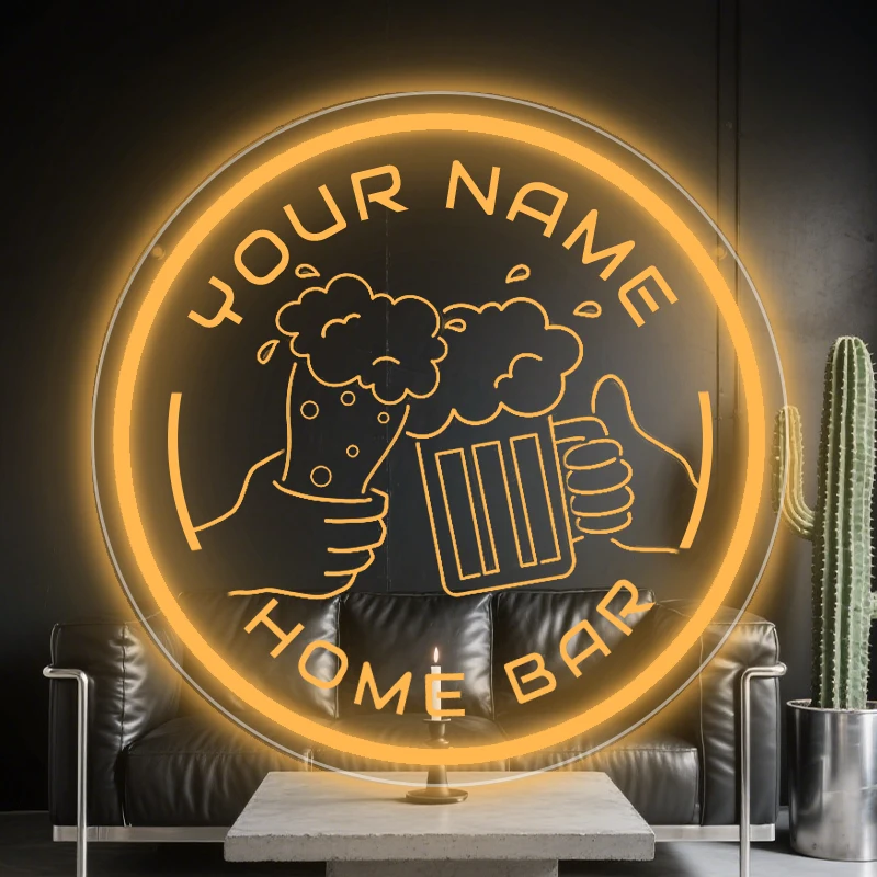 Custom LED Neon Sign with Cheers Logo - Personalized Round Decorative Light, Bright Wall-Mounted Sign for Bars, Pubs view 6