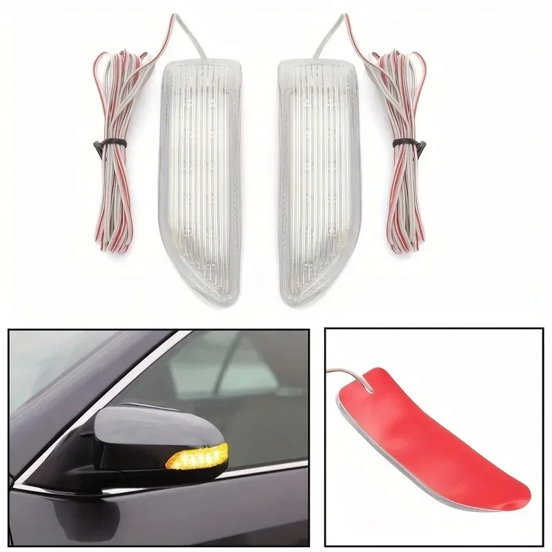 Upgrade Your Car's Rear View Mirror With 2/1pcs Double Row Amber LED Turn Signal Lights