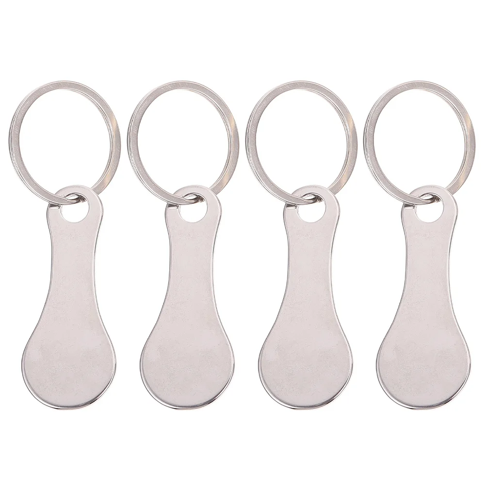 4Pcs Shopping Trolley Token Key Cart Unlock Ring Metal Keychain Keyring Baske Loading Release Stainless Steel Aluminum Alloy