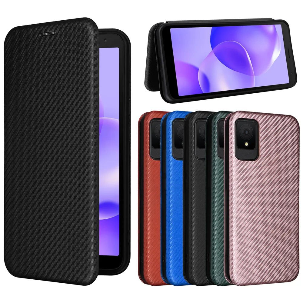 For TCL 501 502 505 50 5G Case Luxury Flip Carbon Fiber Skin Magnetic Adsorption Case For TCL501 TCL502 TCL505 TCL50 Phone Bags