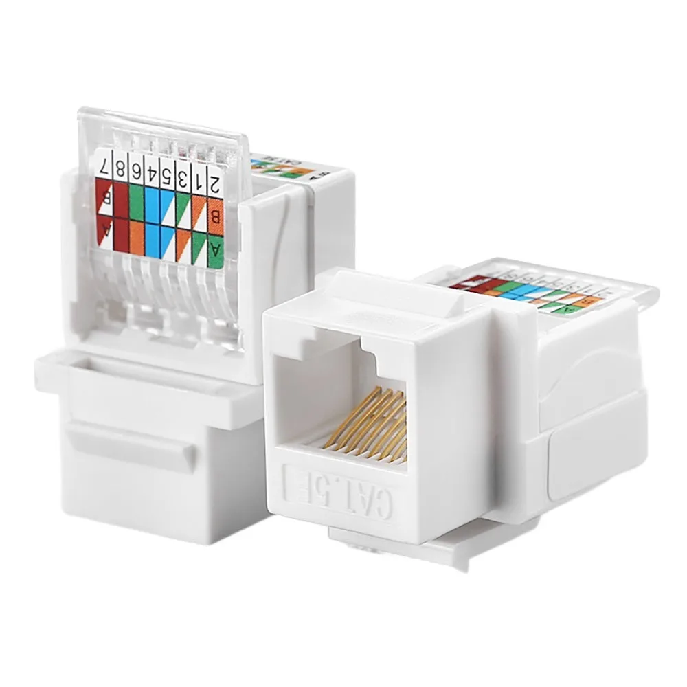 UTP Network Connector Cat5e Cat6 RJ45 Ethernet Module Tool-Less White Module Coupler Network Panel