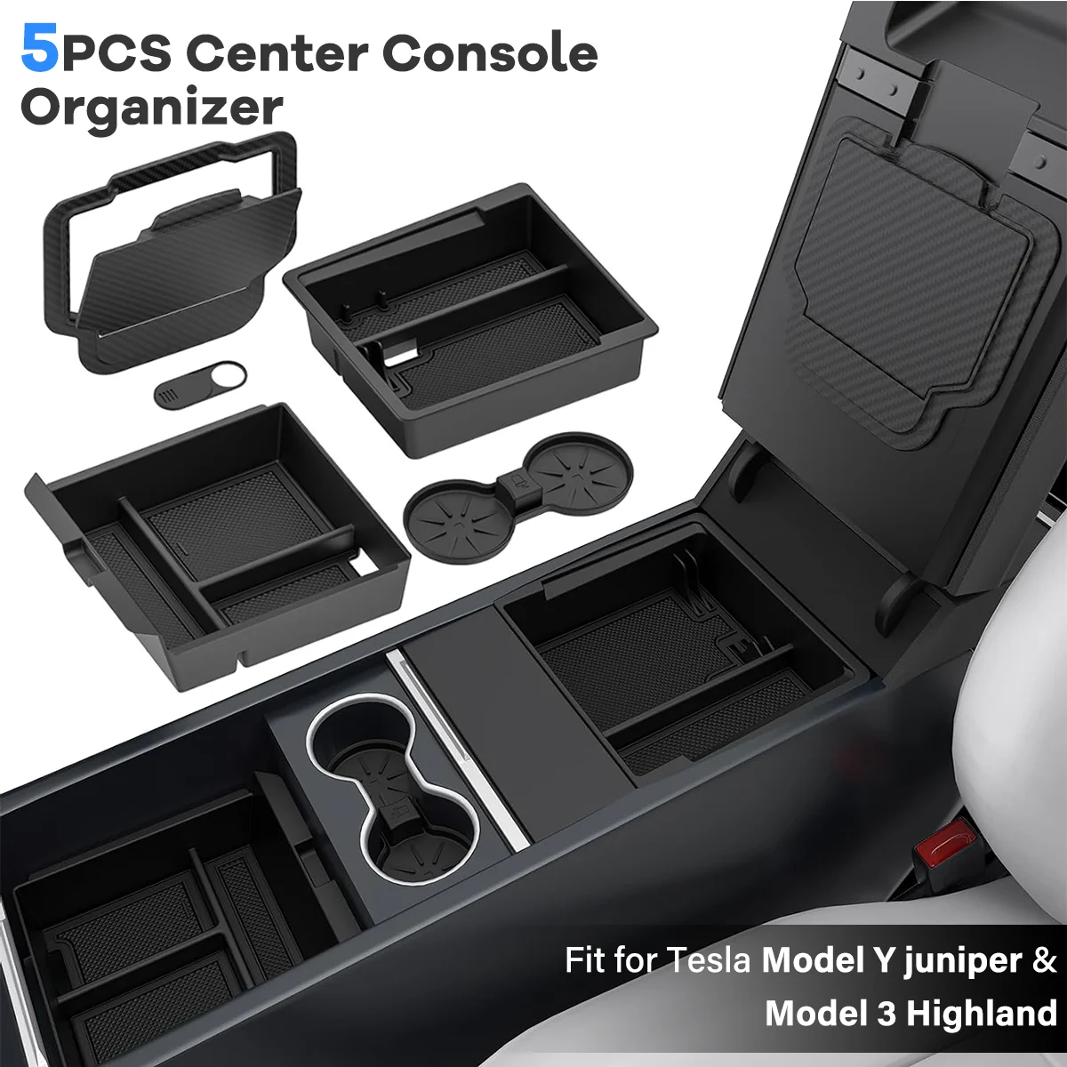 

For Tesla Model Y Juniper 2025 Console Armrest Storage Box for Tesla Model 3 Highland 2024 202