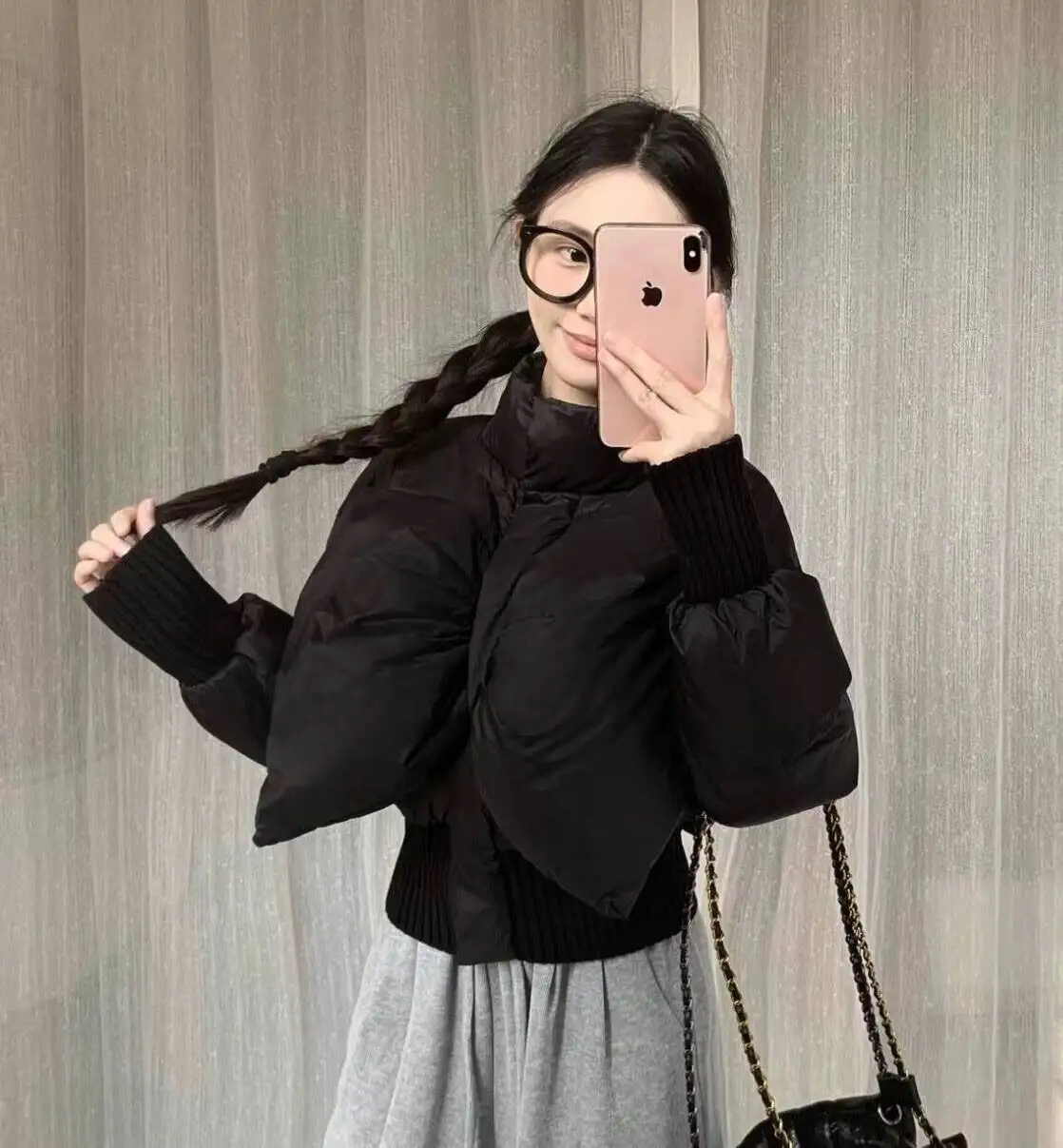 

Парки женские, осенние, полиэстер, двухслойные, на кнопках, выше колена, с клапаном, карманом, потайной аппликацией, пояс для похудения, консервативный стиль