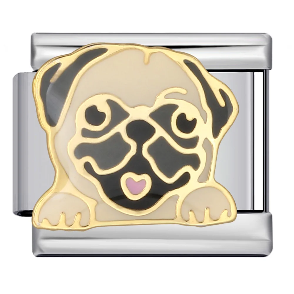 URING Modische Cartoon-Tiere, Papagei, Panda, Hund, italienischer Charm-Link, passend für 9 mm Edelstahl-Armbänder, DIY-Herstellung von Perlen, Geschenken – Detail 4