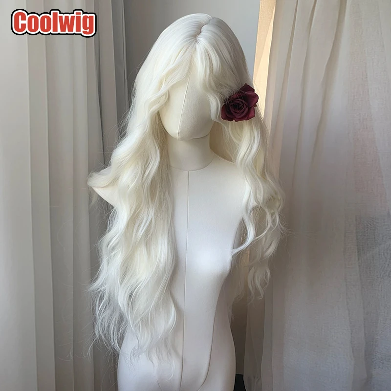 coolwig-人工毛-65-センチメートルファッションロング波状アイボリーロリータウィッグハロウィンロールプレイカーニバルパーティーコスプレウィッグ耐熱