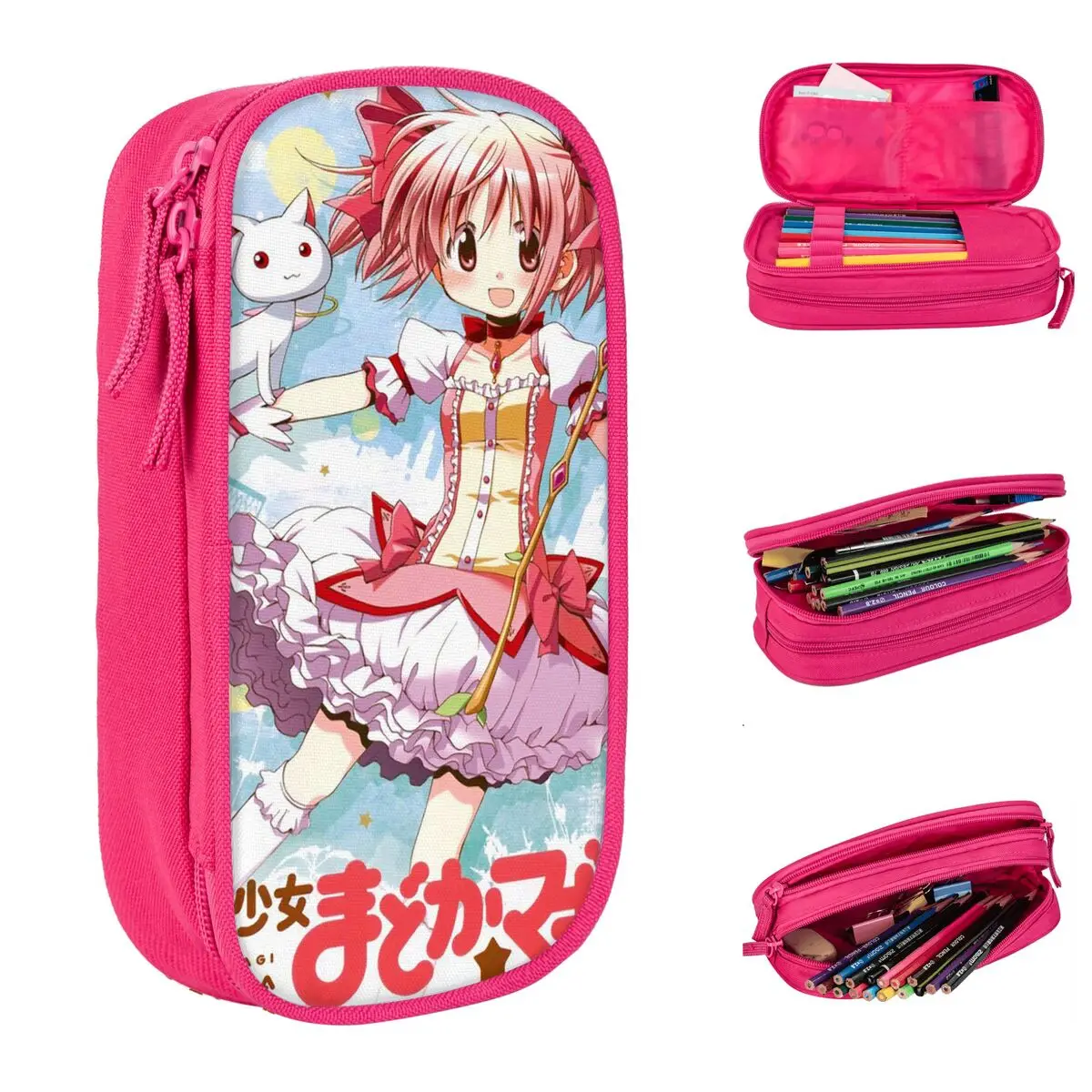 

Kaname Magical Girl Pencil Cases Puella Magi Madoka Magica Pen Holder Bag Kids Large Storage School Supplies Gifts Pencilcases