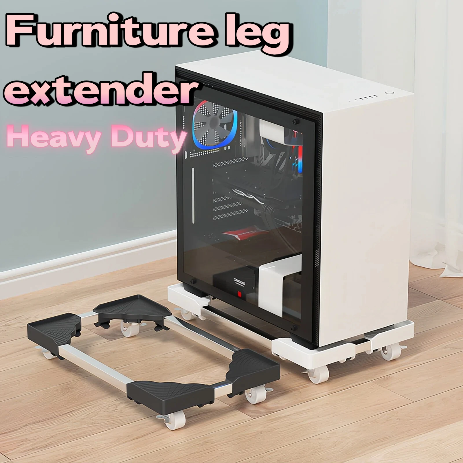 Adjustable Computer Tower Stand Compatible with ROG Strix Helios Full Tower PC Case Mobile CPU Cart Anti Slip