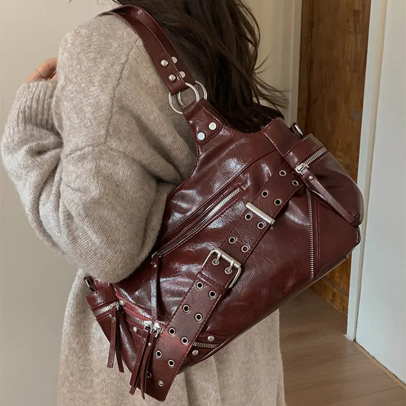 Solid Color Design Motorcycle Armpit Bag 2026 Fashionable And Trendy Women'S Bag Premium Light Luxury Shoulder Bags