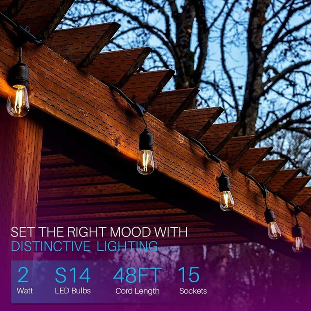 LED Smart String Light, Outdoor Patio Light with Edison Bulbs,2.4GHZ WI-FI App Controlled, Works with Alexa/Google Assistant