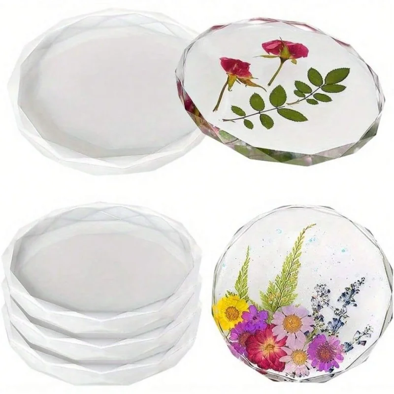 

4-упаковка форм для подставок — силиконовые формы с кристаллами и круглыми жеодами с бриллиантами для литья эпоксидной смолы