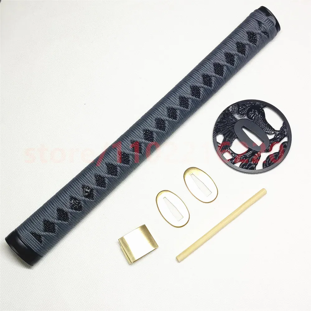 Nice 35cm Tsuka Handle Hilt Alloy Tsuba Handguard Guard Brass Habaki Seppa For Japanese Real Japan Samurai Katana Sword FIttings