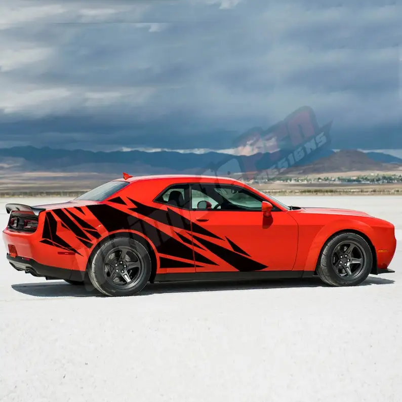 Set Of Vinyl Wrap Compatible with  Challenger 2015 - 2020 Full Body Decal Sticker Sports Vinyl Geometric Pattern Racing