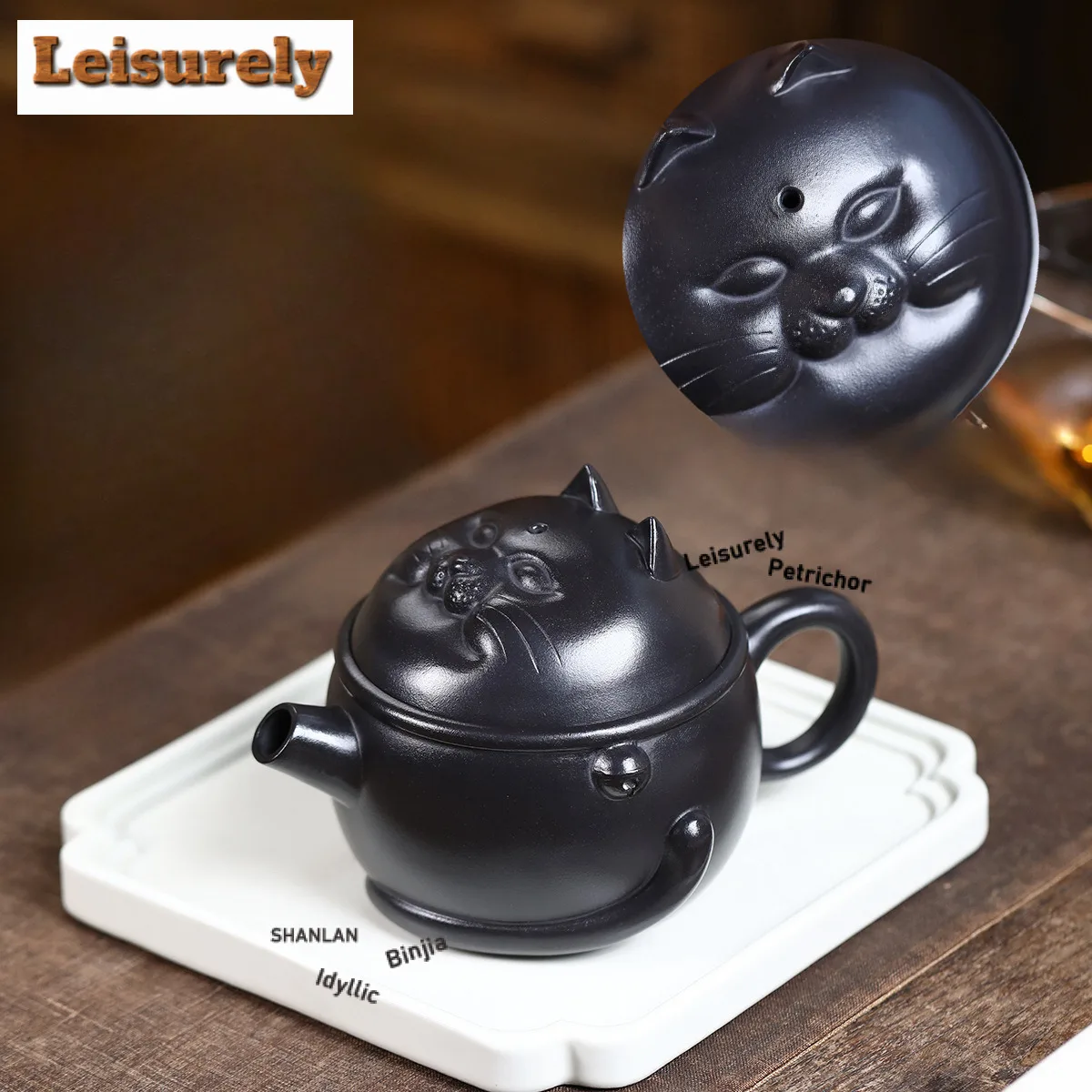 

280ml Boutique Yixing Purple Clay Teapots Handmade Large Caliber Cat Pot Raw Ore Stone Yellow Mud Kettle Zisha Tea Set Teaware