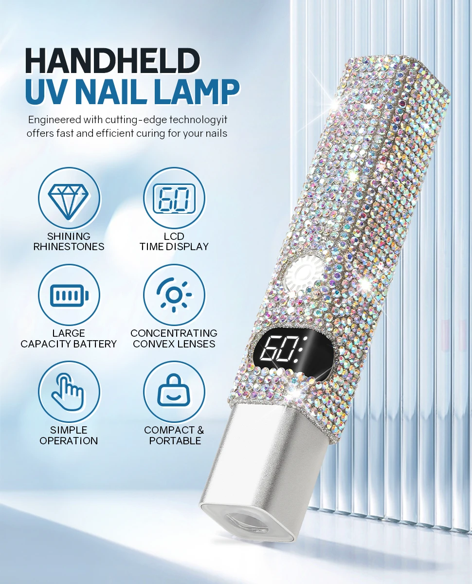 Mini lampada per unghie a LED UV portatile Lampada per unghie a forma di penna Lampada per manicure ricaricabile ad asciugatura rapida per polimerizzare tutte le unghie Lucidatura del gel