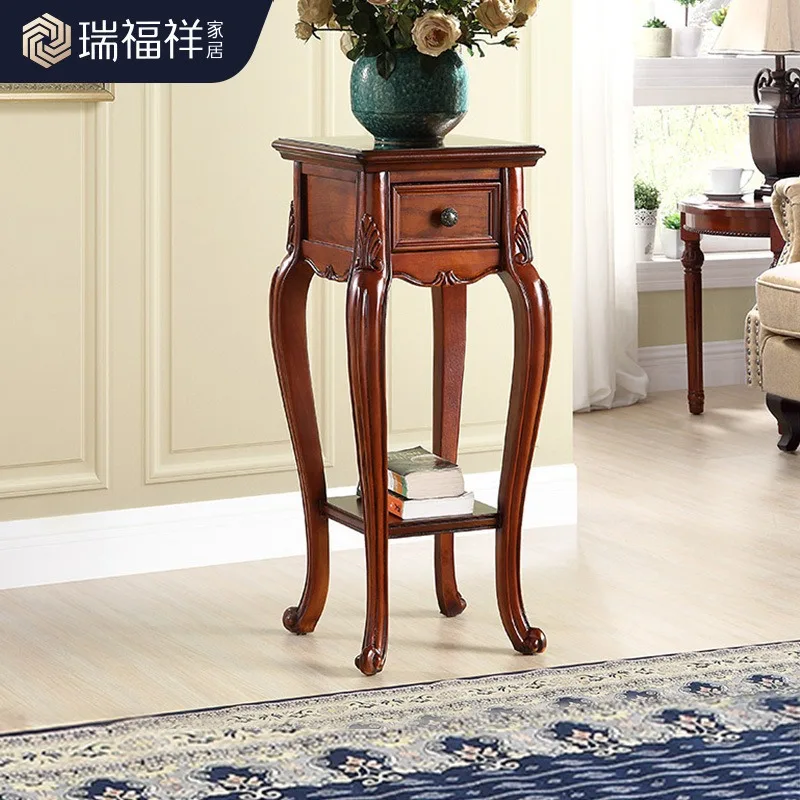 Ruifuxiang Solid wood flower stand Shelf Living room floor-to-ceiling flower pot stand American home balcony multi-layer flower