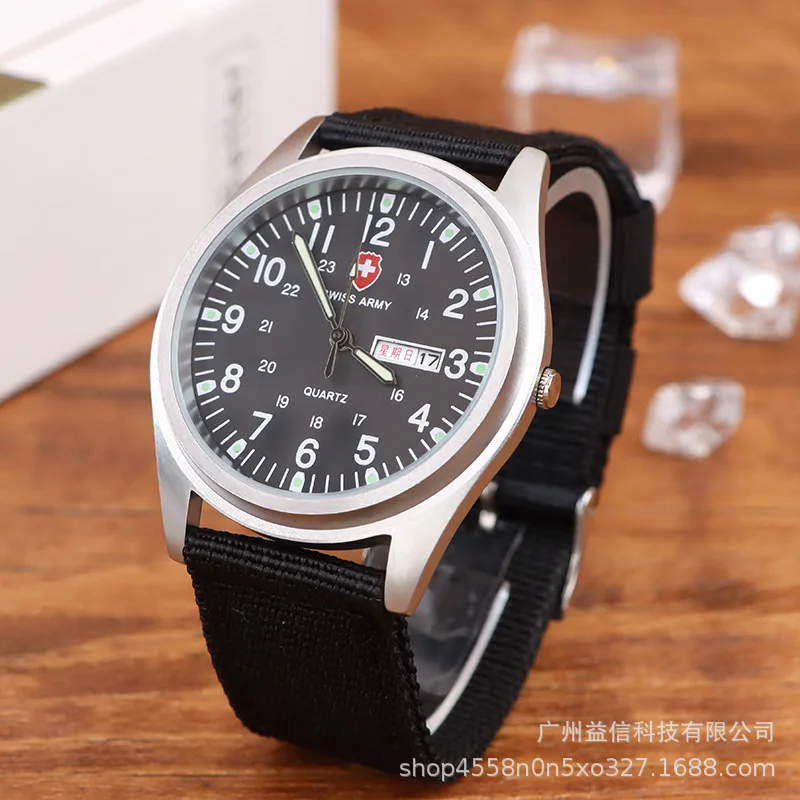 Simple กันน้ําไนลอนปฏิทินนาฬิกาผู้ชายเข็มขัดผู้ชายนาฬิกาผู้ชายกีฬากองทัพสไตล์นาฬิกา