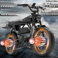 LANKELEISI Electric Bike 2000W Dual Motor 48V45AH Dual Battery Motorcycle E-bike 20-In Fat Tire Hydraulic Brake Electric Bicycle