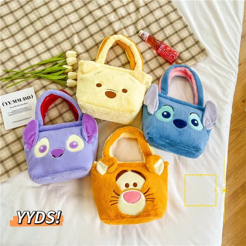 Disney New Plush Bag Cartoon Stitch Cute Winnie the Pooh Children\'s Shoulder Bag frozen Girl Doll Handbag