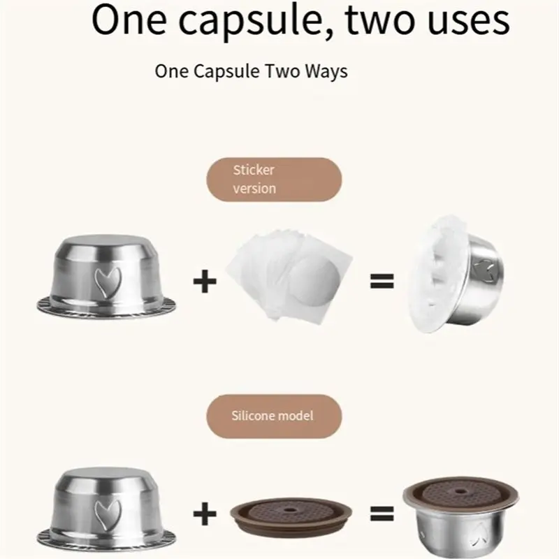 AB41-Reusable Coffee Capsules For Nespresso Vertuo /Next Plus Refillable Espresso Pod With Powder Tamper Spoon Replacement Br