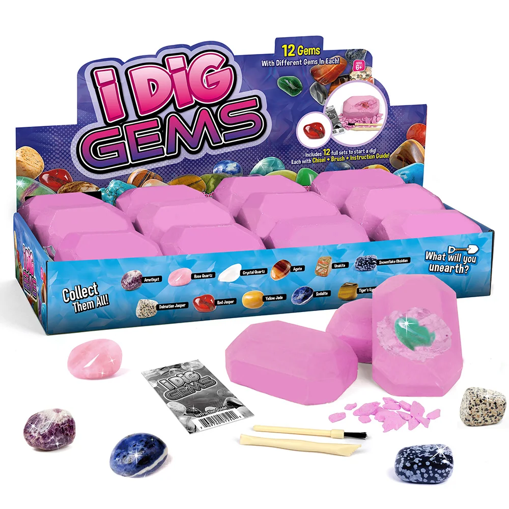 Gems Discovery Kit Diamond Gems Excavation Kits Mining Gemology Educational for Kids Gem Digging Play Set Children Toys