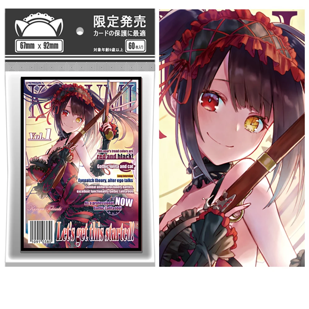 60 uds Anime Eva fundas para tarjetas láser agua Ayanami Rei Albedo Tokisaki Kurumi funda protectora para tarjetas PTCG 67X92mm regalo de vacaciones para niños