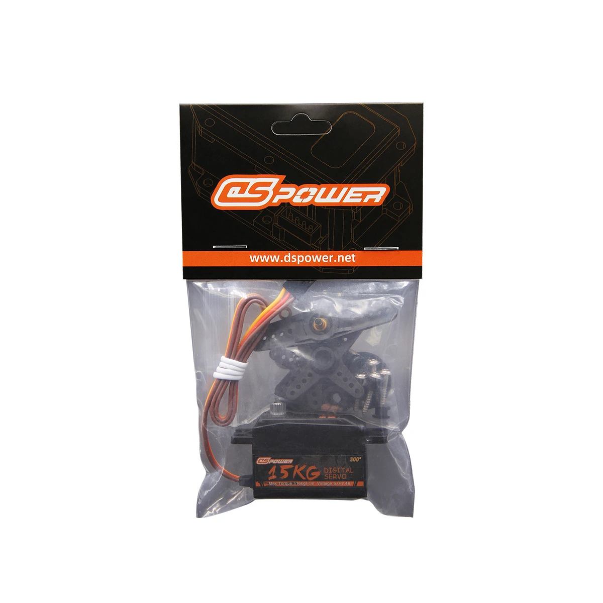 Dspower 15kg grande torque metal engrenagem núcleo motor digital baixo perfil servo 300 °   para avião axial de braço robótico de carro RC 1/8 1/10