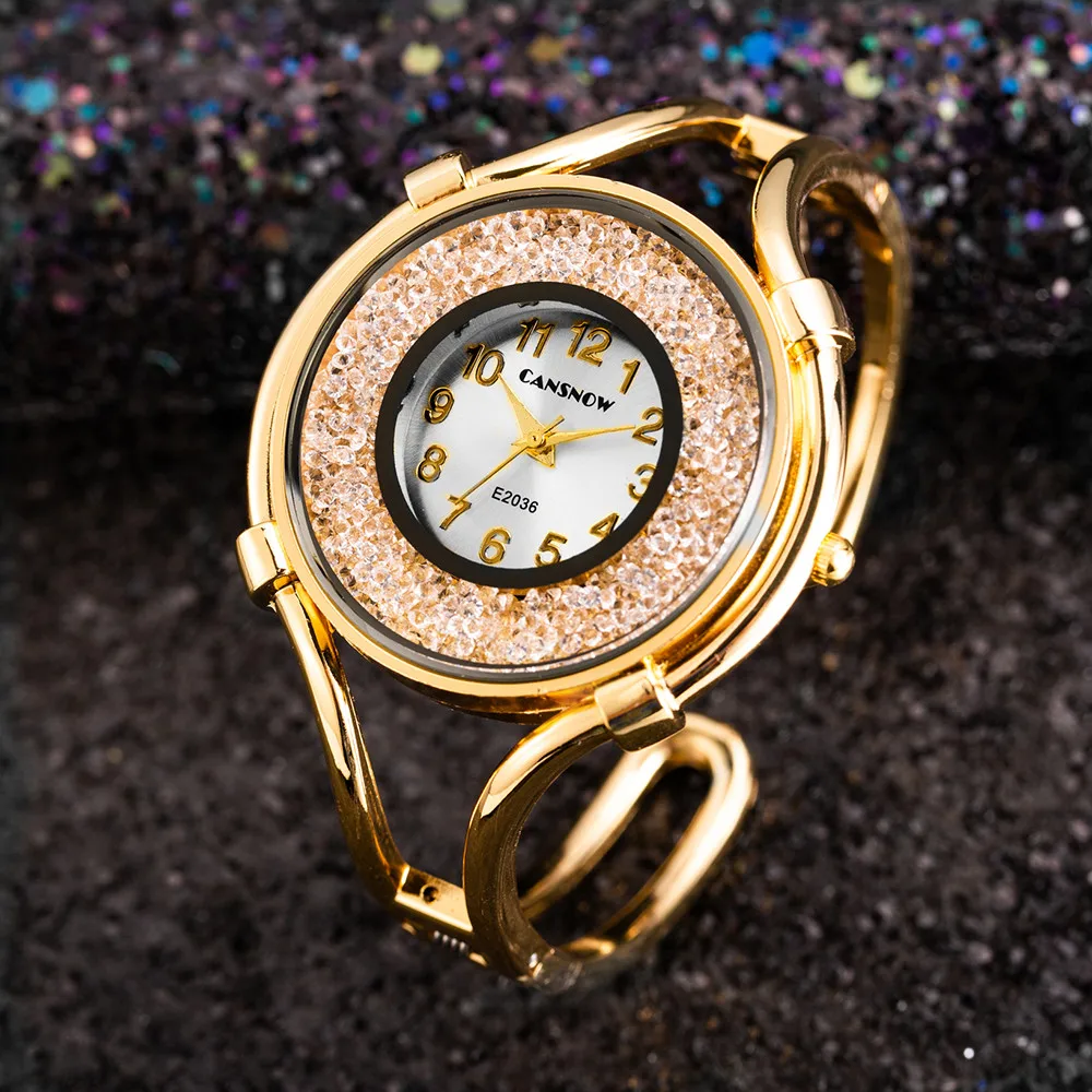 Reloj de cuarzo con diamantes de imitación para mujer, pulsera elegante de lujo, de acero, oro rosa, a la moda