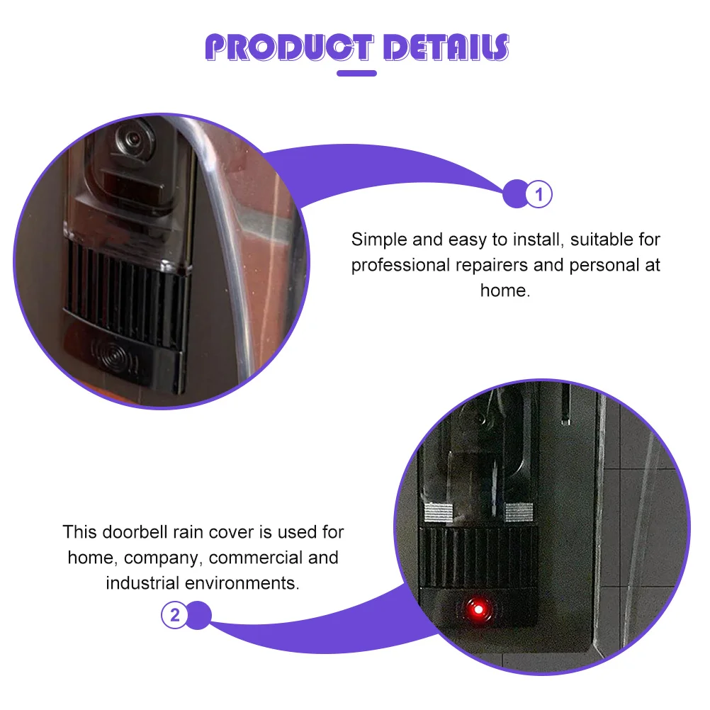 Capa de campainha de plástico reforçado transparente, proteção à prova d'água para uso doméstico e industrial