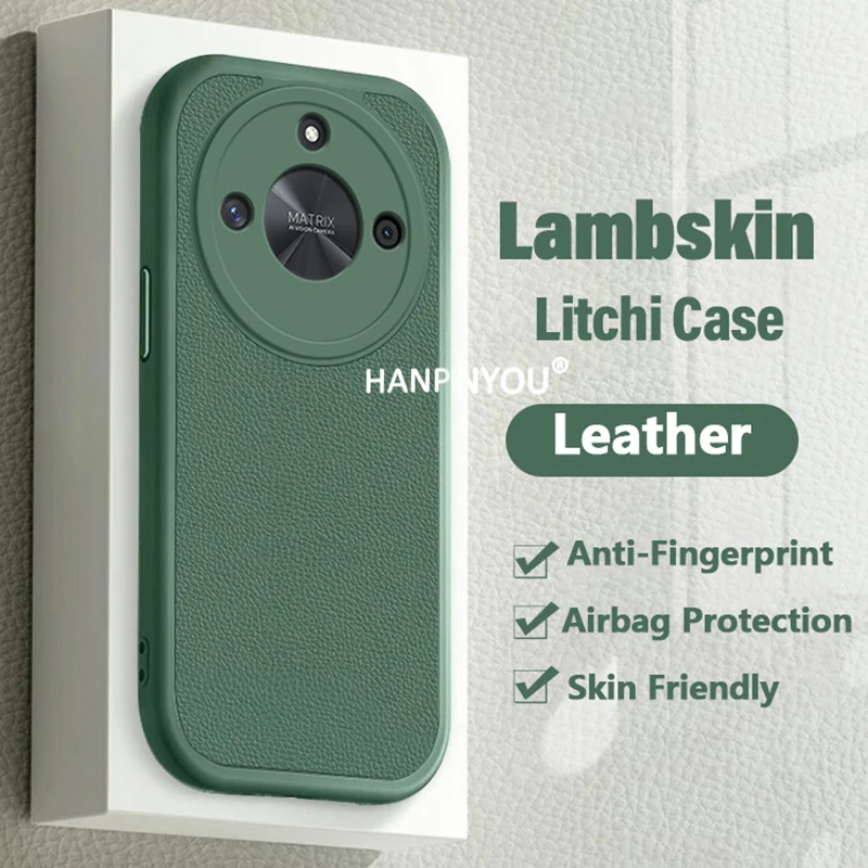 حافظة من جلد الخراف الملمس الليتشي لهاتف Honor X9c Smart X70 X70i X60 X50 Pro GT X60i X50i غطاء ناعم مقاوم للصدمات #1