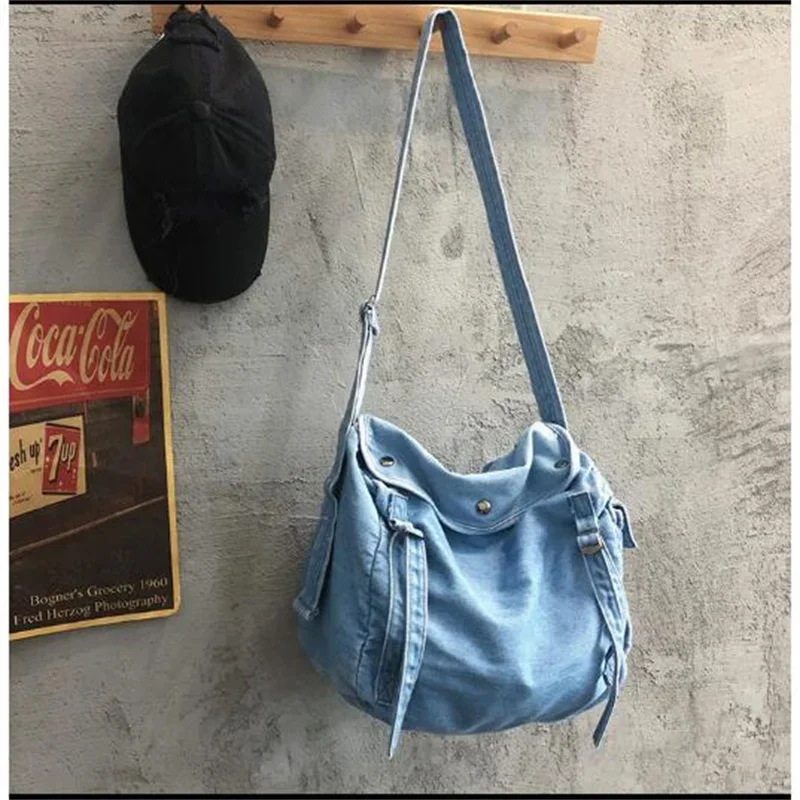 2023 Vintage Style Women Shoulder Bags Denim Cross Body Bags Harajuku Jeans Book Bags For Girls College Student purses handbags