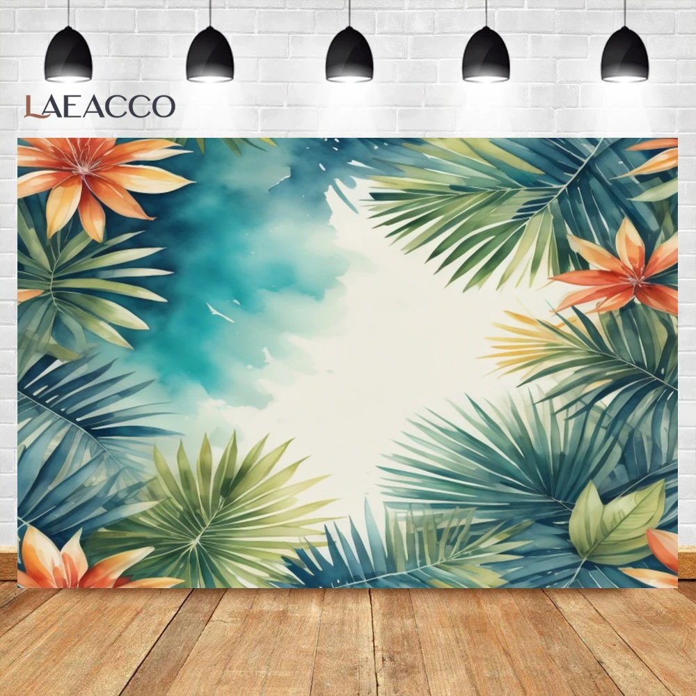 Tropical Palm Leaves Digital Print Backdrop Summer Jungle Nature Outdoor Video Shooting Backgrounds Photo Booth Props Photocall