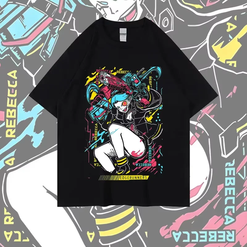 2026 New Cyberpunk Edgerunners Rebecca Graphic T-shirt Unisex Oversized Streetwear Anime Fan Short Sleeve Casual Tops