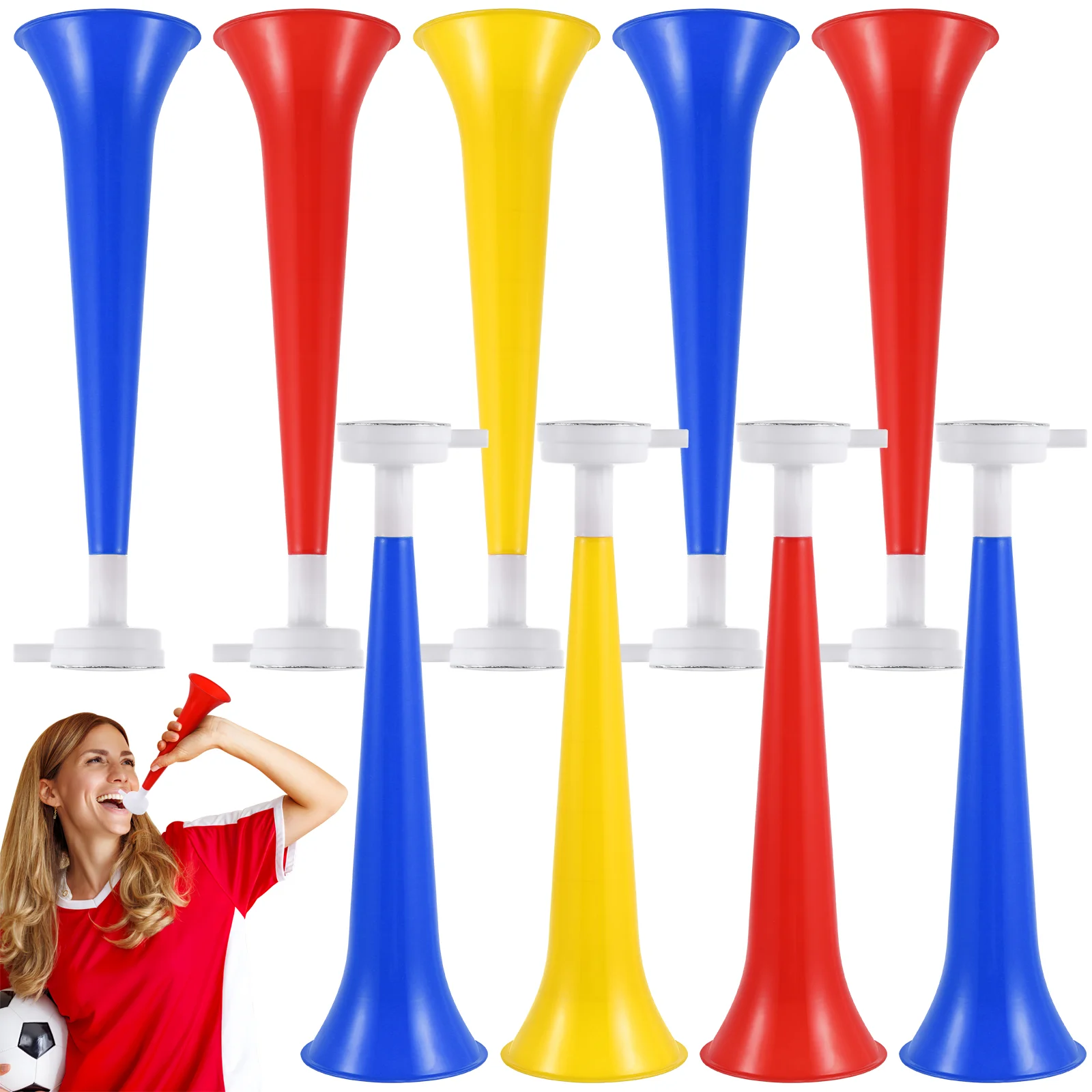 10 Pcs 1 Section Plastic Trumpet Noise Maker Kids Toys Cheerleader Sports Game Cheering Props Birthday Party Favor Gift (Random