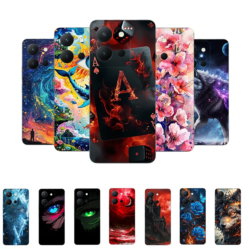 For Vivo Y36 4G Case Soft Silicone Poker Wolf Fashion Back Cover for Vivo Y36 Global 4G Y 36 V2247 Cases Protective VivoY36 TPU