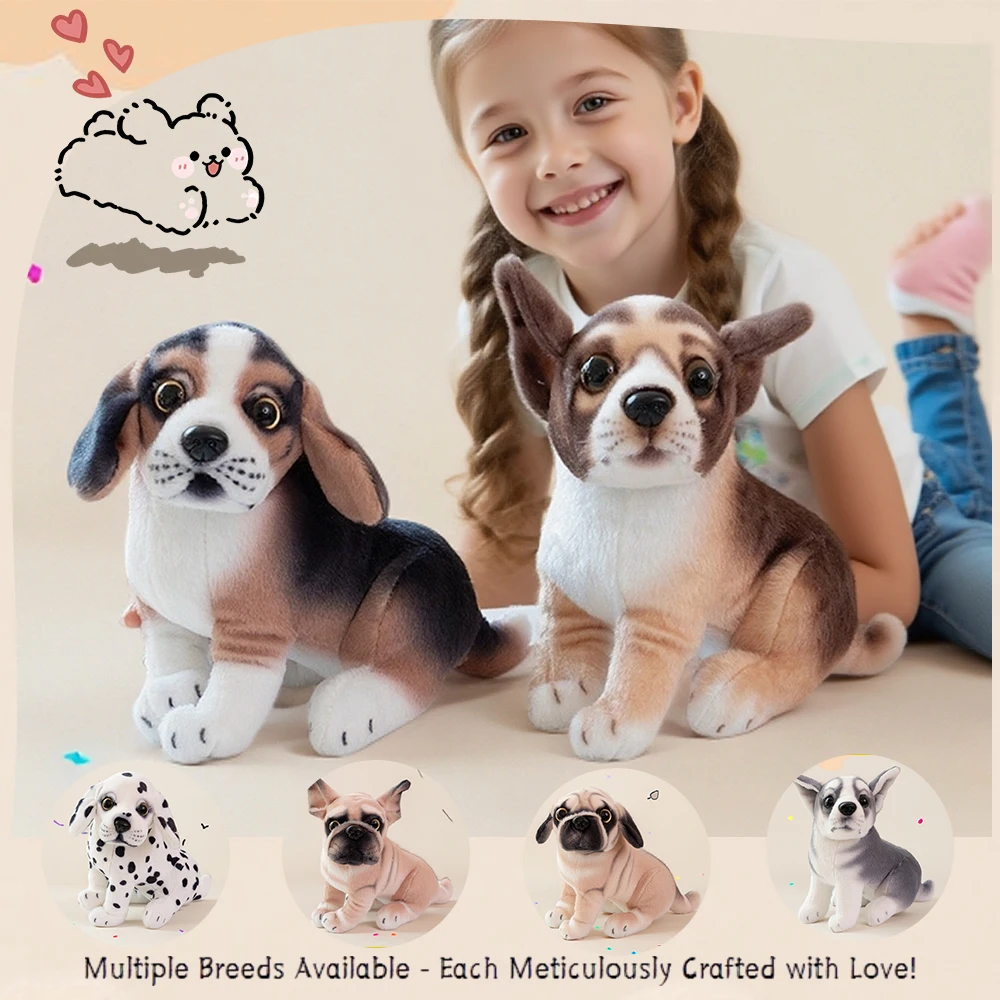 

Lifelike Dalmatian Dog Plush Toy Simulation Pug Miguel Bulldog Chihuahua Doll Soft Stuffed Animal Dog Plushie Kids Birthday Gift
