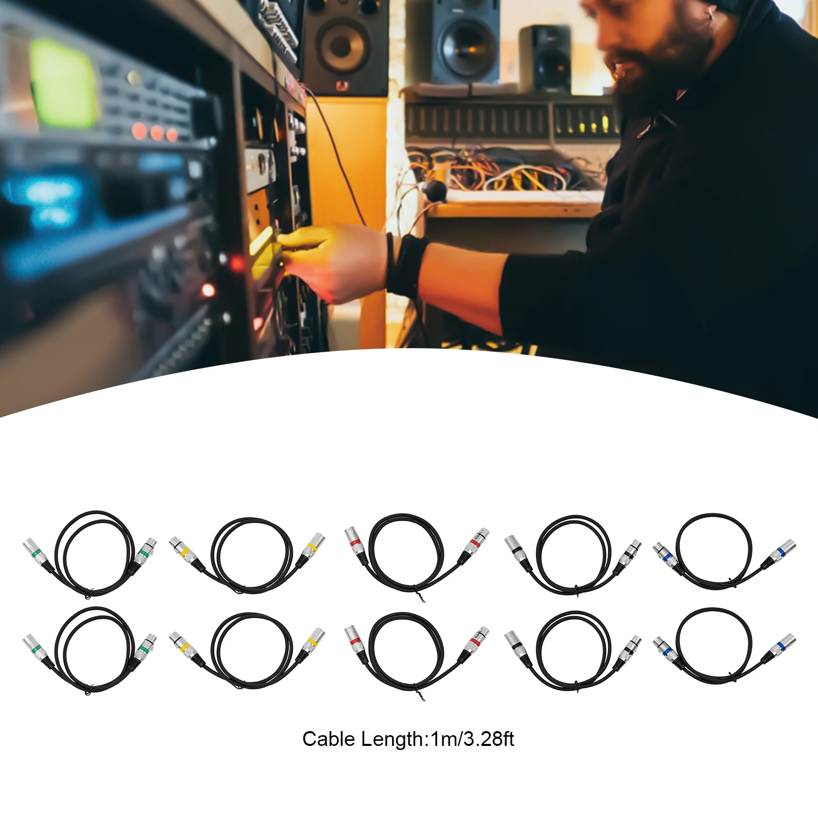 10pcs DMX Cable 1m 3 Pins DMX Wires Signal Cable for Stage DJ Lighting Fixtures DMX Light Control Signal Connector