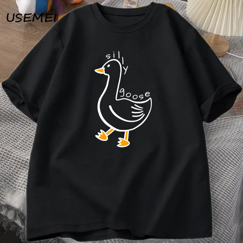 Silly Goose University O Neck Tee Shirt Men Clothes Tees Cotton Casual Print T Shirts Summer Unisex O Neck Mens Clothes Tops