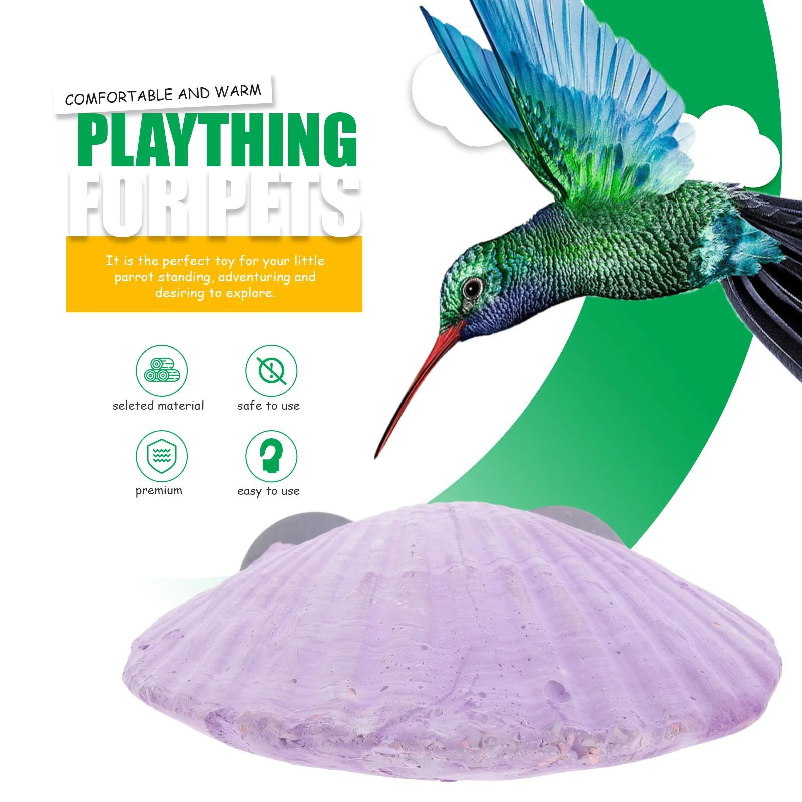 

Parrot Perch Bird Cage Stone Creative Shell Shape Sturdy Standing Platform for Biting Scratching Climbing Parrot Perch