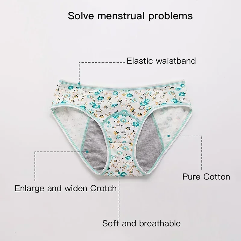 1 Pcs Menstrual Panties Women's Cotton Briefs Three Layers Of Leak-proof Girls Physiological Pants Student Mid Waist Panties