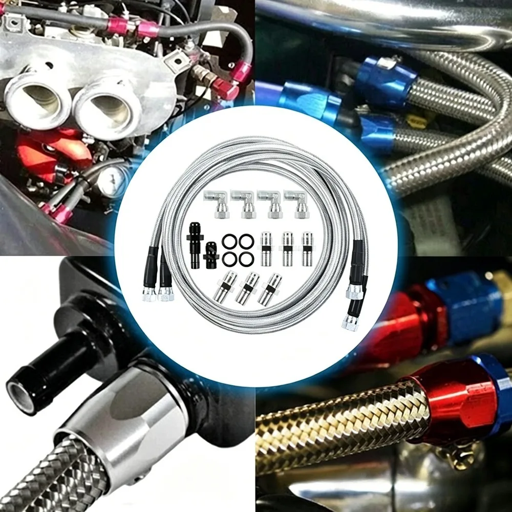 

6AN Universal Stainless Steel Braided Transmission Fluid Cooler Hose Line Kit