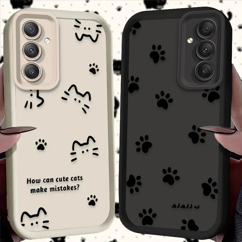 Lovely Line Cat Dog Case for Samsung Galaxy A35 A55 A15 A25 A16 A06 A05 A05S A24 A13 A23 A12 A22 A32 A52 A71 A51 4G Soft Cover