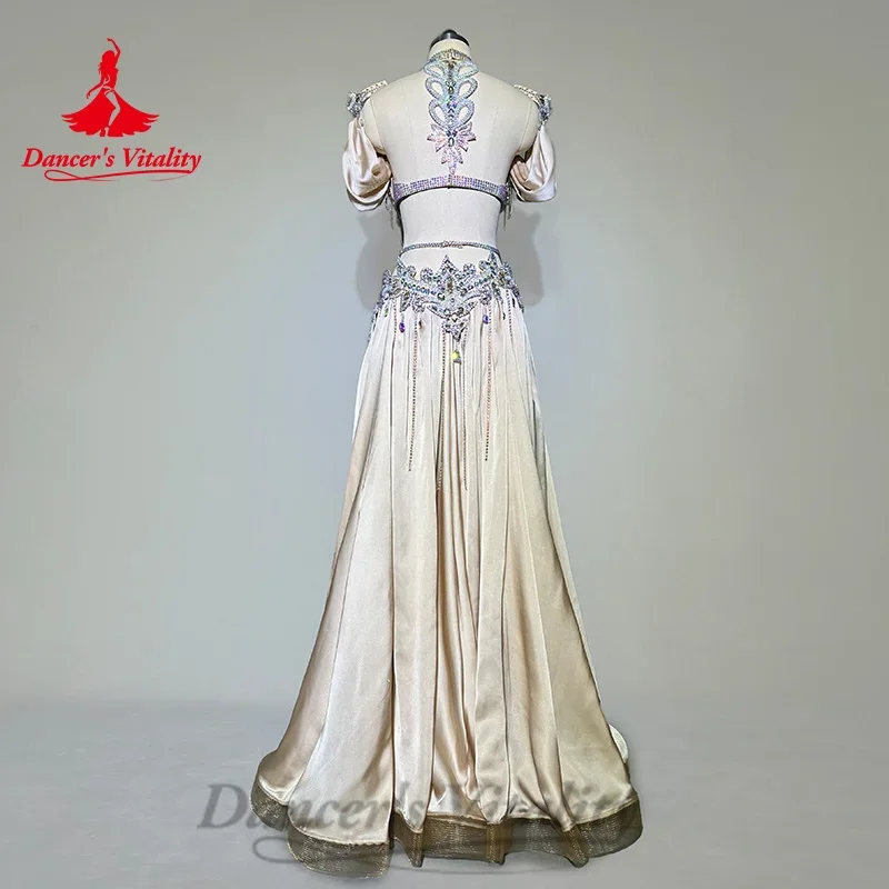 Costumi di danza del ventre vestito Sexy senza schienale con strass di lusso personalizzato da donna danza orientale abbigliamento professionale per prestazioni