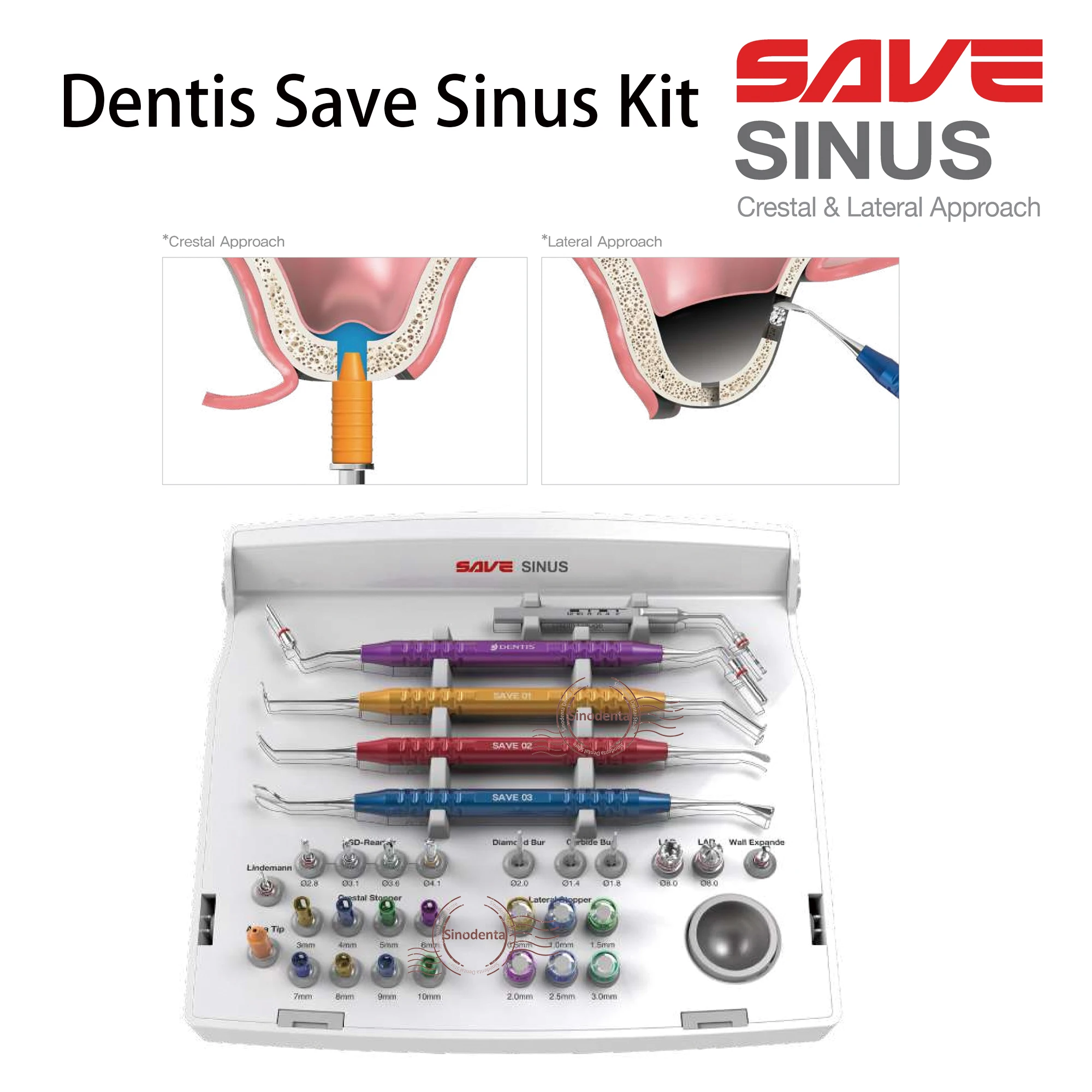 2025 Korea Dentis Dental SAVE Sinus Kit Maxillary Sinus Drill Tools Kit for Lateral and Crestal Approach Used