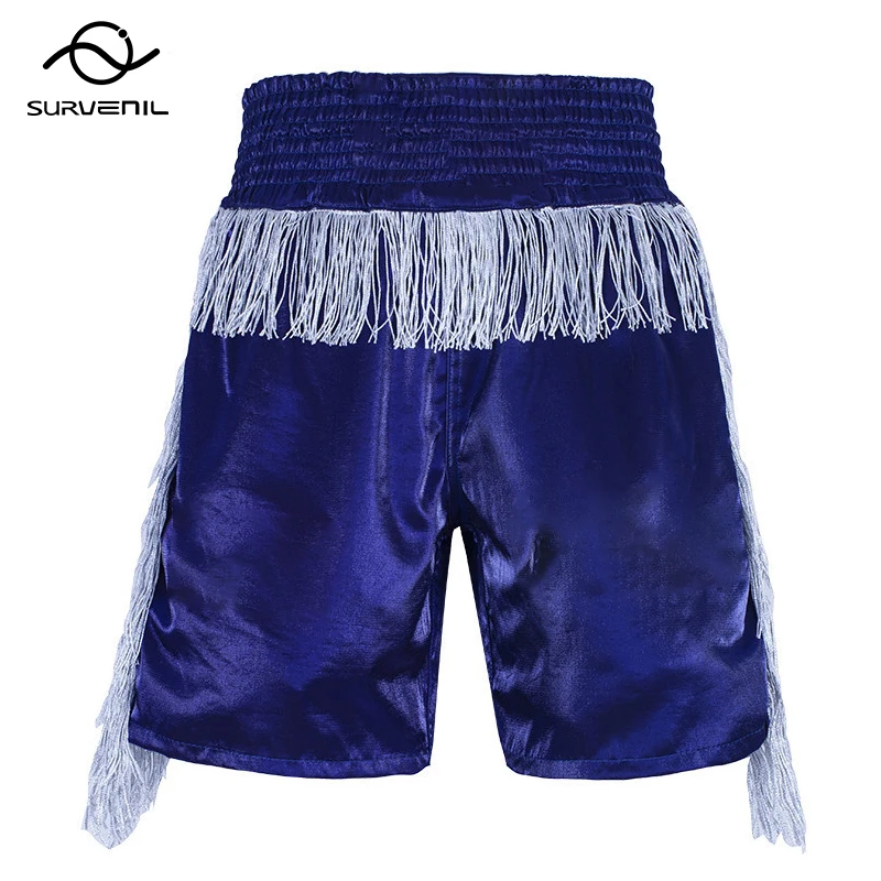 Boxing Shorts Gold Silver Tassels Muay Thai Shorts Men Women Kids Satin Fight Kickboxing Pants Boxeo MMA Martial Arts Clothing