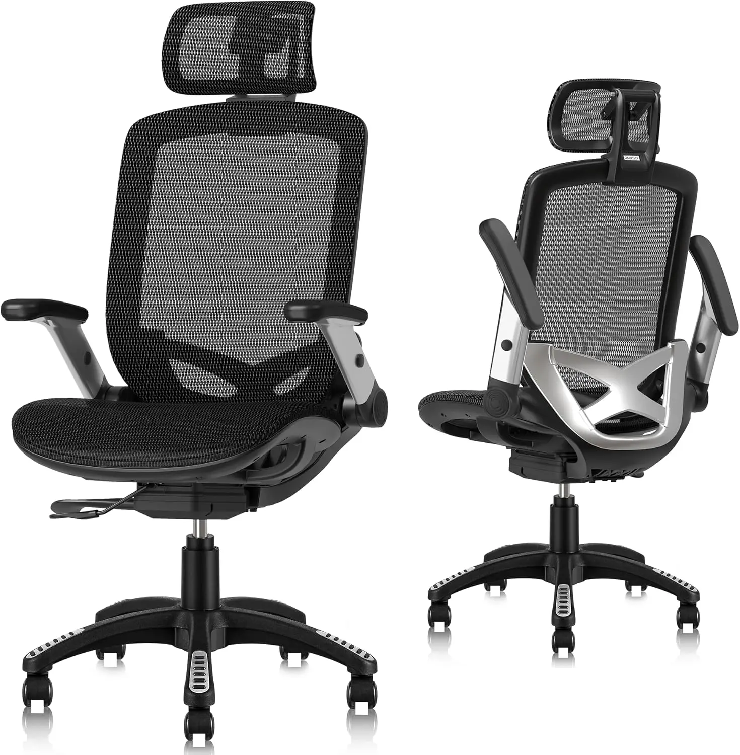 

GABRYLLY Ergonomic Office Mesh Chair, High-Back Desk Chair with Sliding Seat, Adjustable Flip-up Armrest & 2D Headrest, 4-Gear