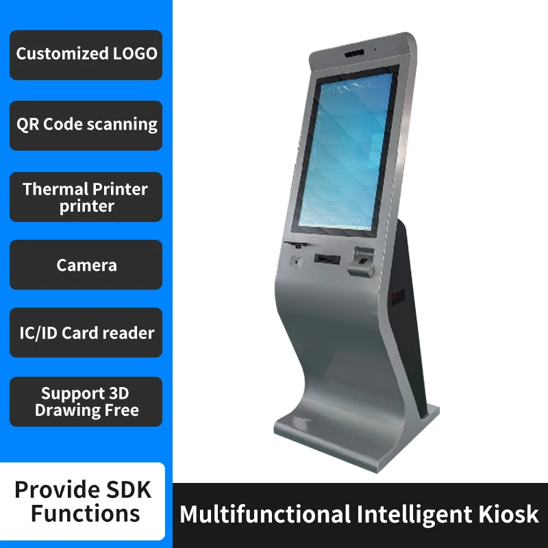 Customized 32 Inch Payment Kiosk Touch Screen Kiosk Self Ordering Floor Stand Banknotes/coin Payment Terminal Kiosk