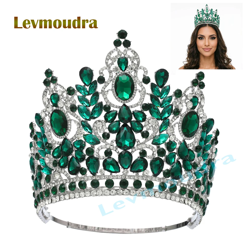 

Levmoudra Wedding Tiaras for Bride Princess Crown Tall Adjustable Headpiece for Bridal Birthday Party Prom Pageant