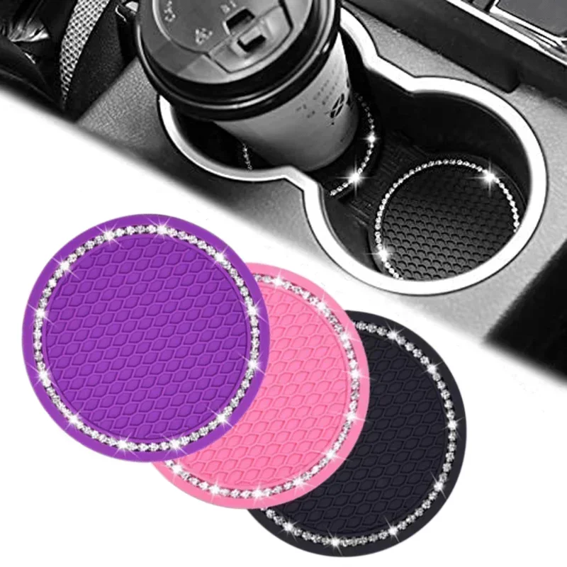 

2pcs Car Coaster Water Cup Bottle Holder Anti-slip Pad Mat Silica Gel Waterproof For Interior Decoration Car Accessories